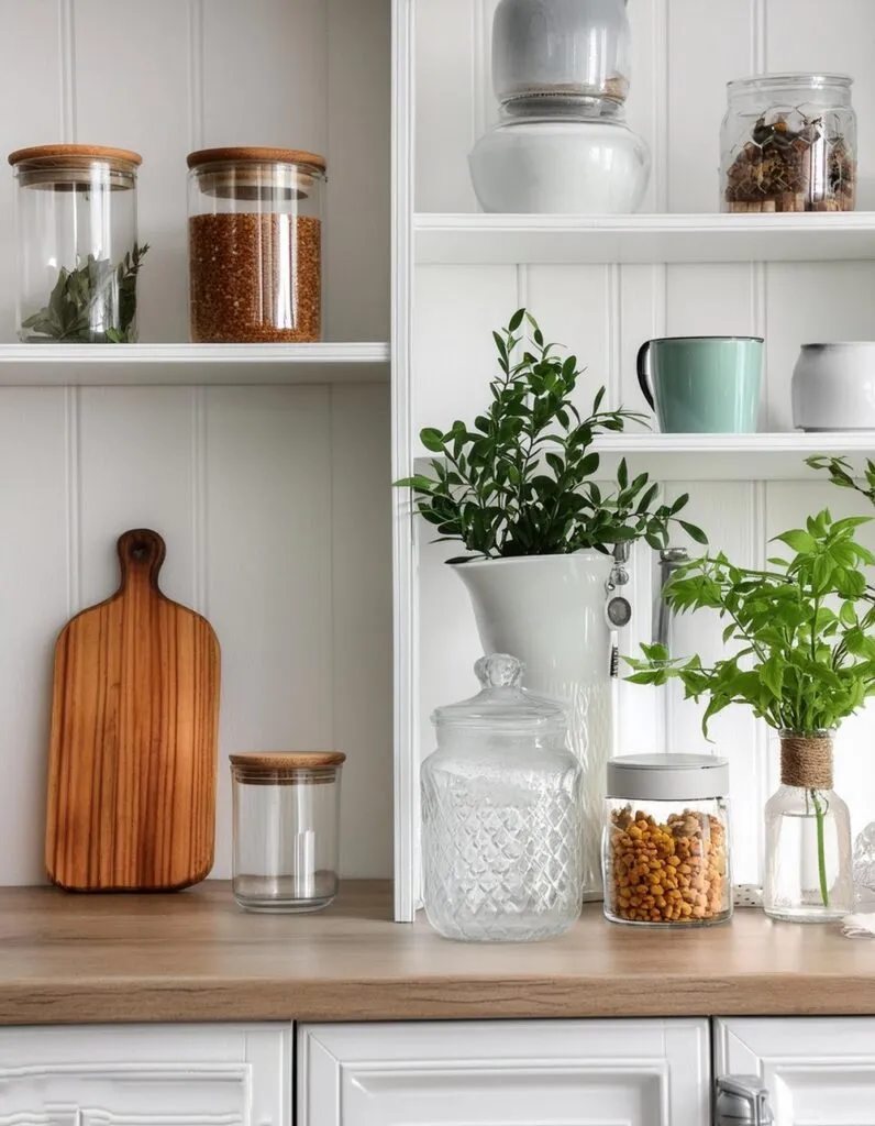 12033 glass shelf kitchen decor cookbooks