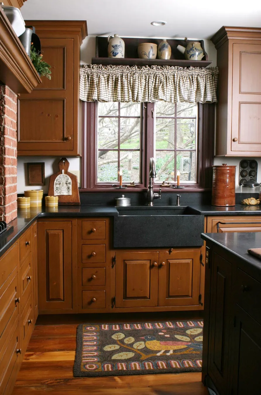 12127 rustic red kitchen image 4