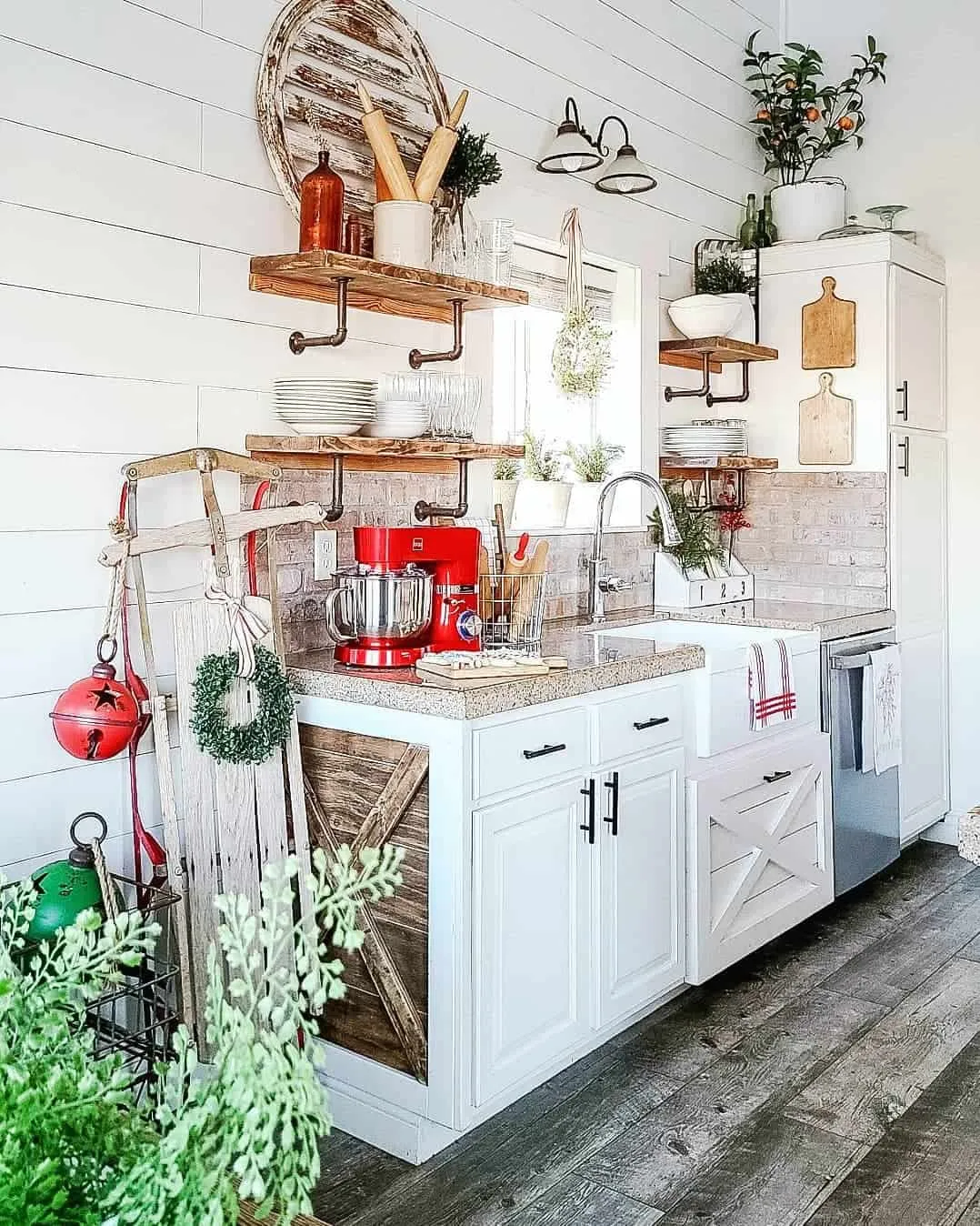 12150 rustic red kitchen rack material