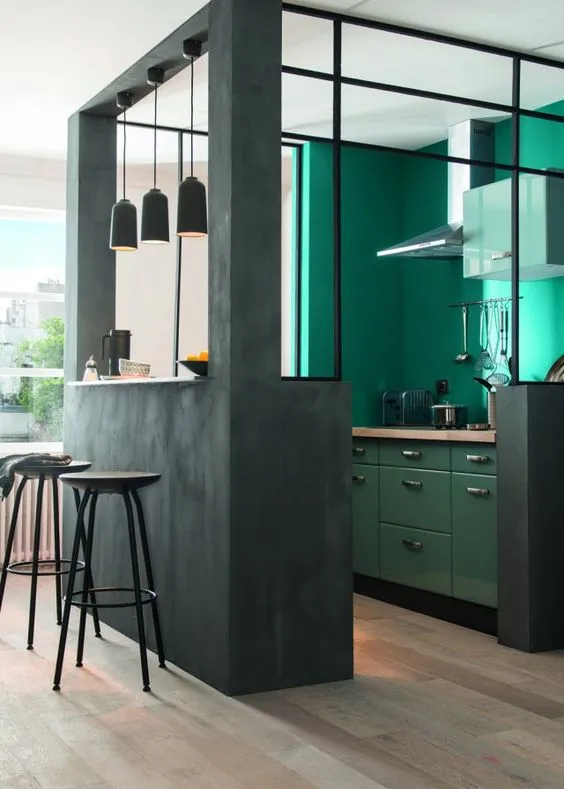 12182 green walls traditional kitchen