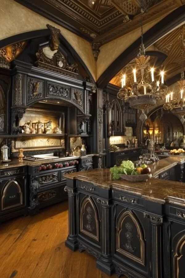 12190 gothic kitchen ornate cabinets